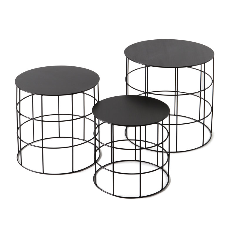 Reton Pedestal Nesting Tables, Black