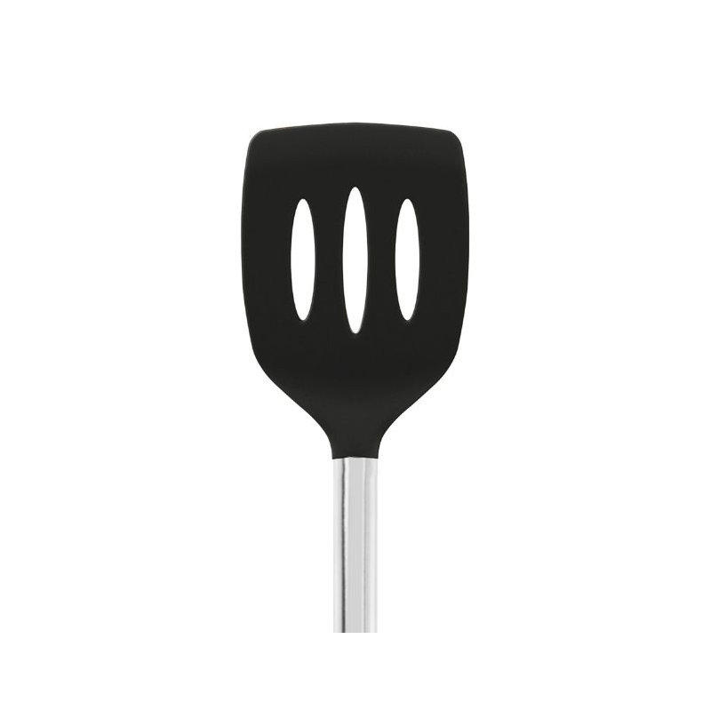 Silicone Slotted Turner - Light Aqua, Black