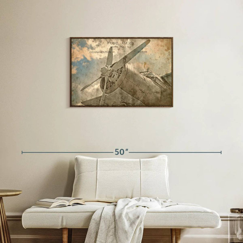 Avion rétro, Cadre flottant noyer, 31 po x 21 po