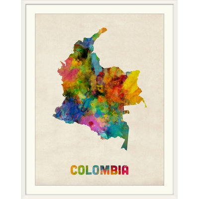Francy " Colombia Watercolor Map " by Michael Tompsett Watercolor Print