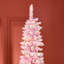 Arbre de Noël artificiel enneigé 7,5 pi avec forme de crayon, branches de pin réalistes, lumières DEL blanc chaud, ouverture automatique, rose et blanc-121054114