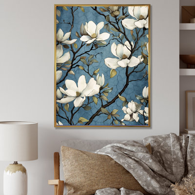 «White Blooimg Magnolias Trees» sur toile imprimée