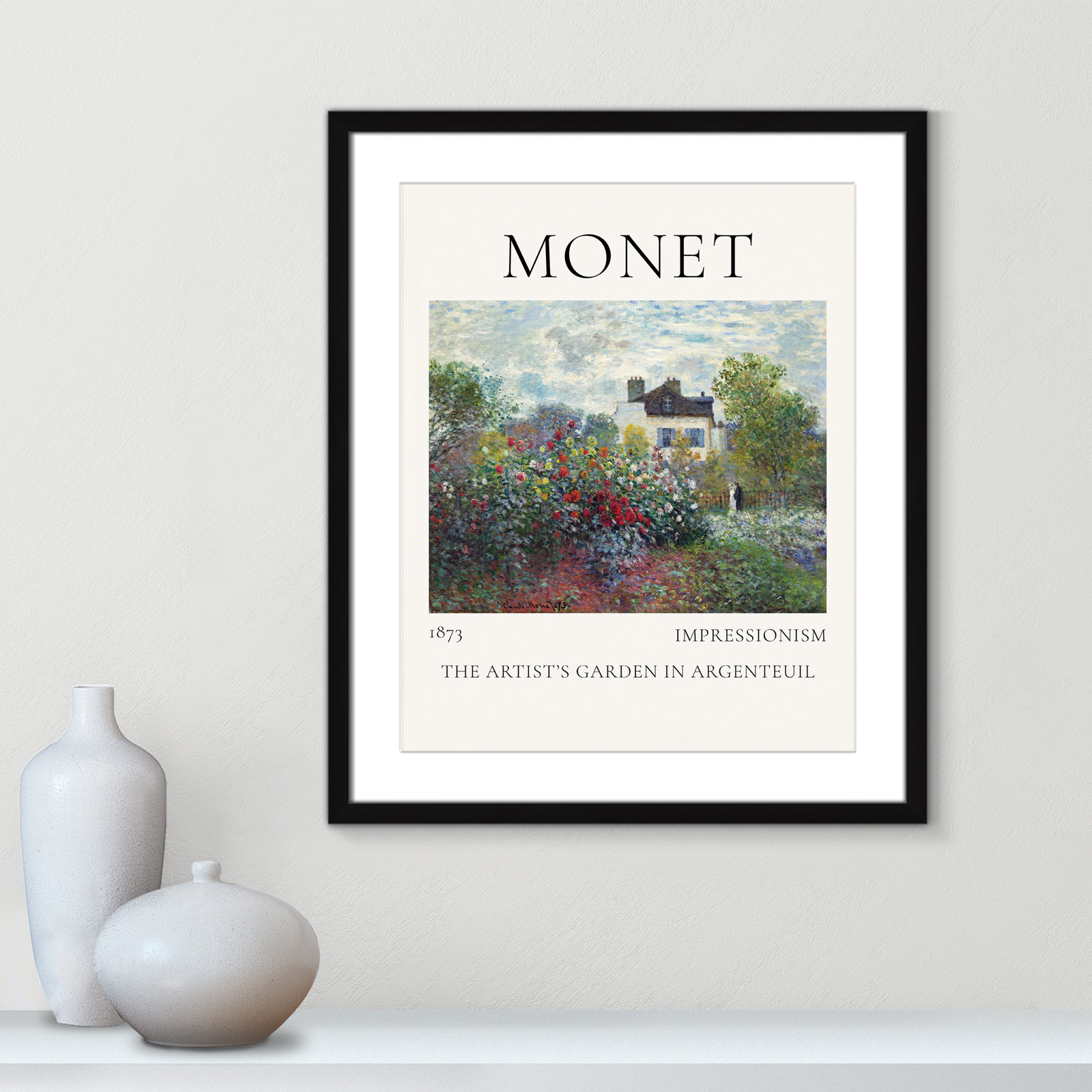 Old Masters Collection "Artists Garden in Argenteuil" Print, Black Single Picture Frame, Yes, 25.5" H x 21.5" W x 1.25" D