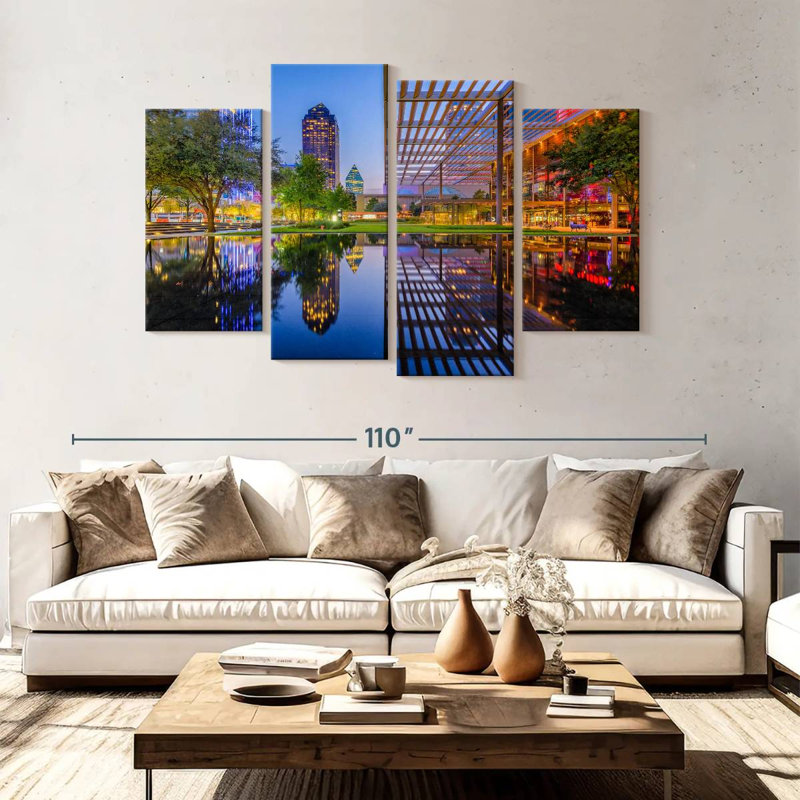 Paysage urbain du centre-ville de Sireci Dallas, H 54 po x l 84 po