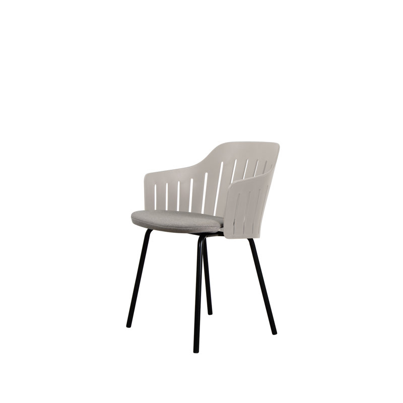 Choice Chair Outdoor and Four Steel Legs Base with Upholstery Cane-line Natte Seat Cover, Taupe/Black