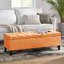 Velours orange à la mode avec coutures élégantes - Bouton, point de diamant, l 51,00 po x P 17,17 po H 16,91 po, base en bois, charnières, H 16,91 po-131167071