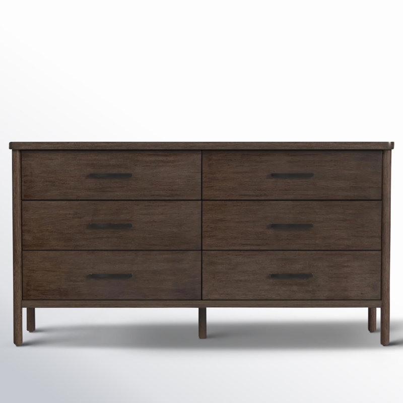 Lennon 6 Drawer Rounded Leg Dresser, Dark Brown