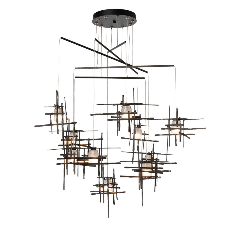 Tura 10-Light Mobile Pendant - Oil Rubbed Bronze - Standard Overall Height - Frosted Glass, 92", Oil Rubbed Bronze