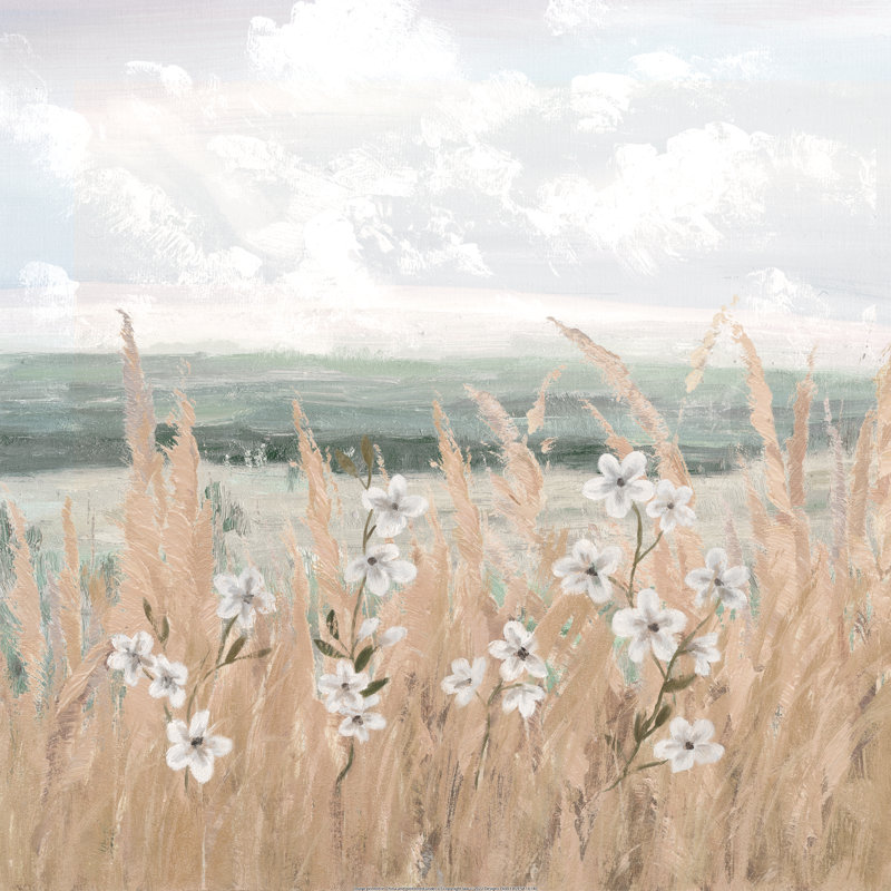Flowers Wheat Landscape - Wrapped Canvas Art Prints, 76cm H x 76cm W