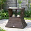 Weather Resistant Rattan Bistro Table, Outdoor Side Table with Storage & Umbrella Hole for Patio