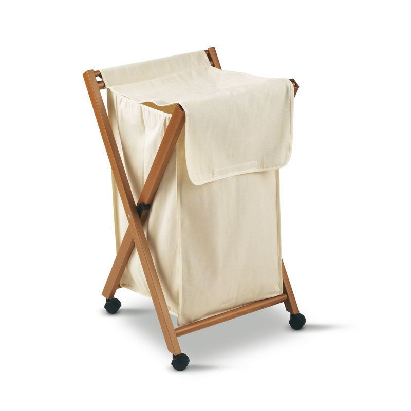 Bowles Wood Rolling Laundry Hamper, Cherry