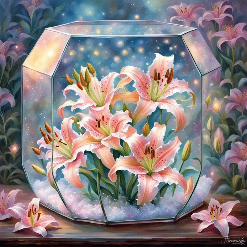 «Blush Lily Elegance», art mural sur toile tendue, H 12 po x l 12 po x P 1 po