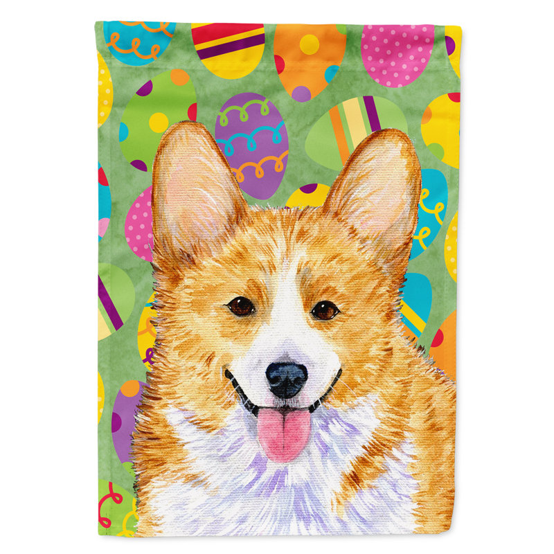 Drapeau de jardin Atara, Corgi (beige et blanc)