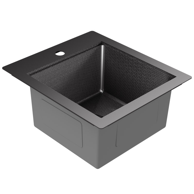 Karran Matrix 17" Top Mount Workstation 16 Gauge Single Bowl Stainless Steel Sink in Gunmetal Grey with Accessories