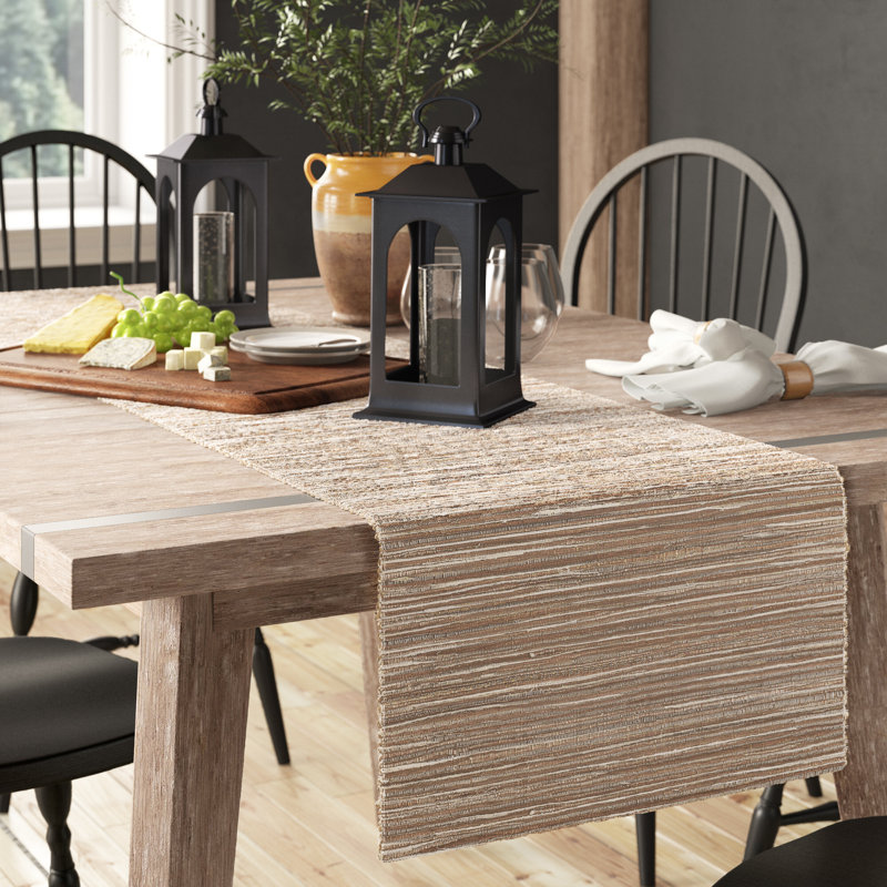 Bevis Shimmering Woven Nubby Natural Table Runner, Natural, 72" x 16"