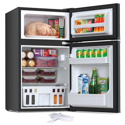Electactic 3.1 Cu.ft Mini Fridge With Freezer - Compact Refrigerator For Dorm, Office & Rv, Adjustable Thermostat (32°F-50°F Fridge/-1°F-3°F Freezer),Removable Glass Shelves