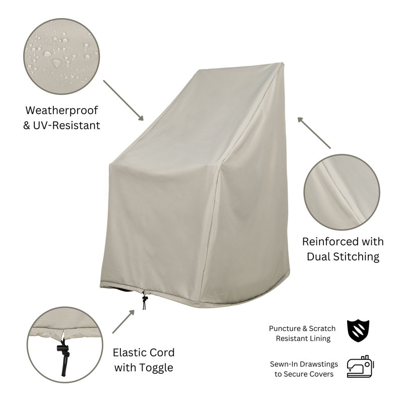 Emjay Waterproof Outdoor Patio Chair Cover, Light Gray