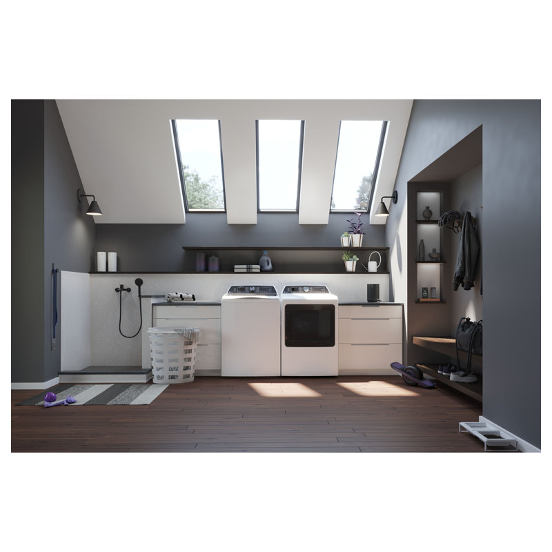GE Profile 5.3 cu. ft. ENERGY STAR Top Load Washer with Smarter Wash Technology and FlexDispense + 7.4 cu. ft. ENERGY STAR Smart Gas Dryer with Sanitize Cycle and Sensor Dry