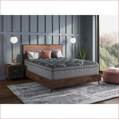 Mattresses, Restonic Comfort Care 15” Euro Top Hybrid Mattress with Individual Pocketed Coils, Plush Comfort, Twin | Foam | Grey+Blue