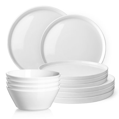 Dowan 18 Piece White Conical Ceramic Dinnerware Set, Service for 6