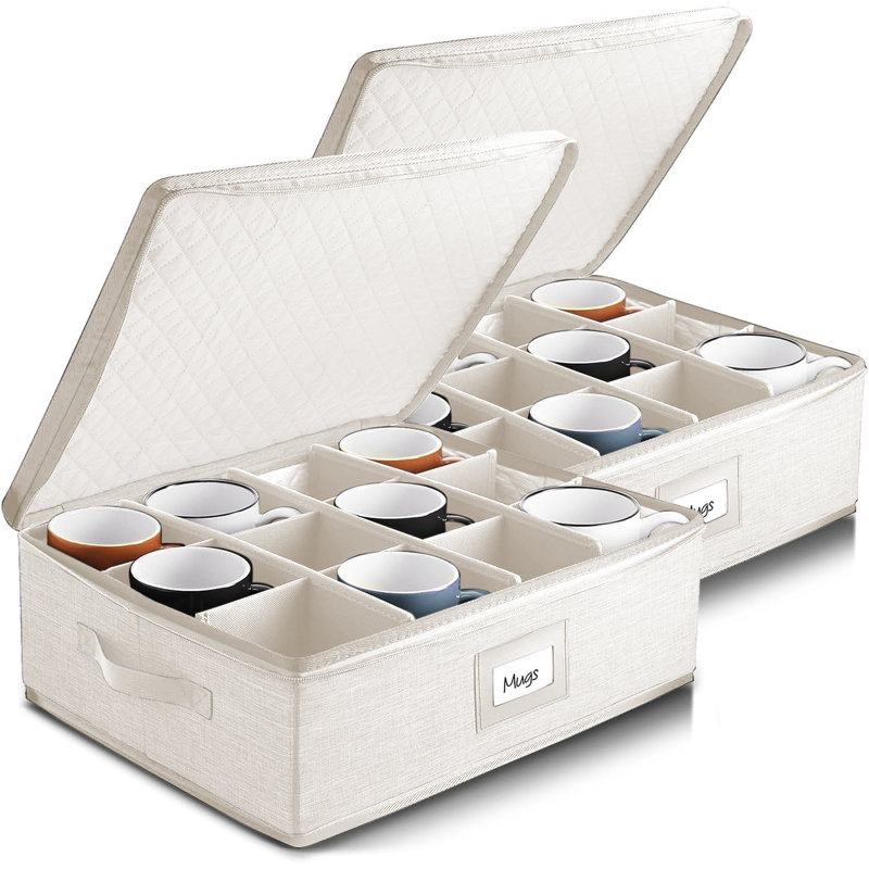 Boîte de rangement rigide avec tasses, 2, Beige