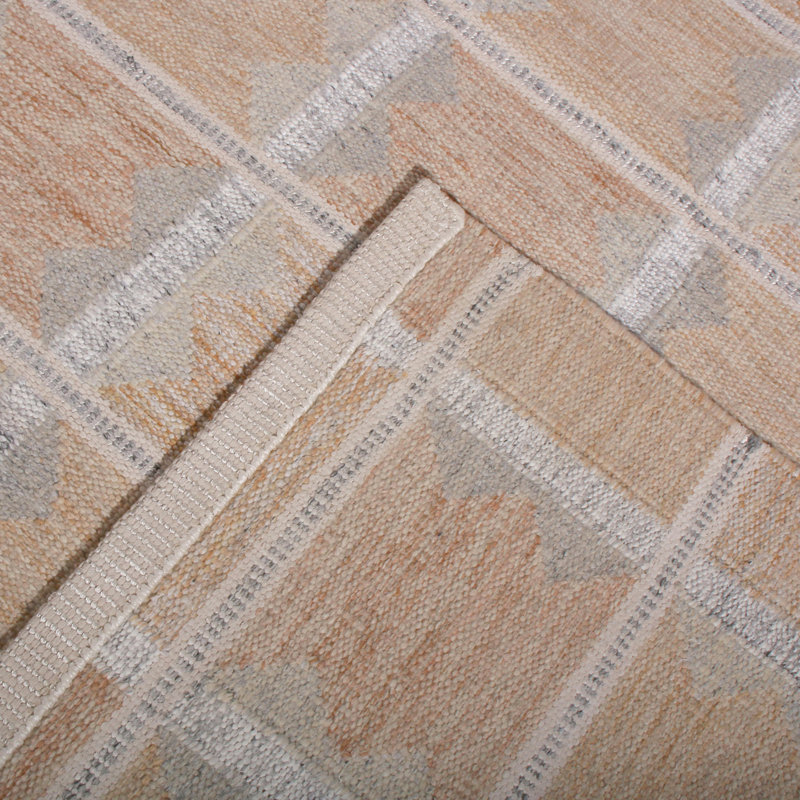 Rug & Kilim’S Scandinavian Style Beige Brown And Gray Wool Modern Kilim, Rectangle 8' x 10'