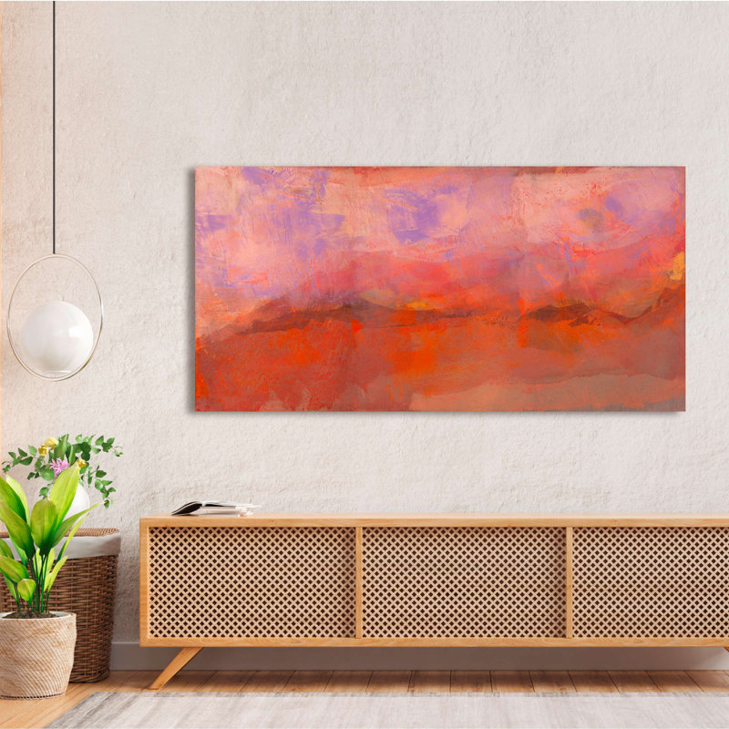 Abstract landscape: Auroras (Red Desert) 1 Piece Wrapped Canvas Wall Art, 35cm H x 70cm W