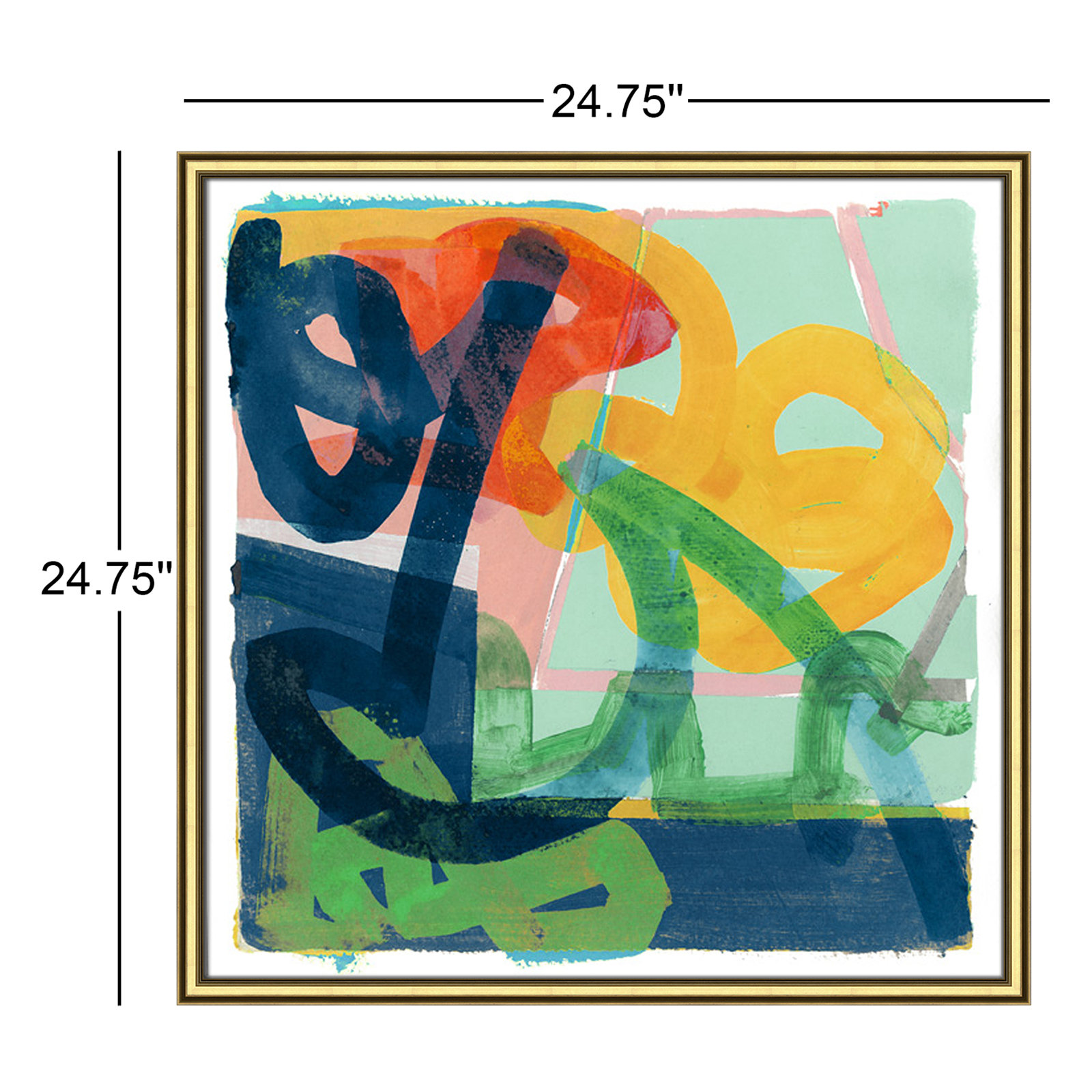 Dwyer "Link" Painting by Cartissi, 24.75" H x 24.75" W x 0.88" D, Gold Framed