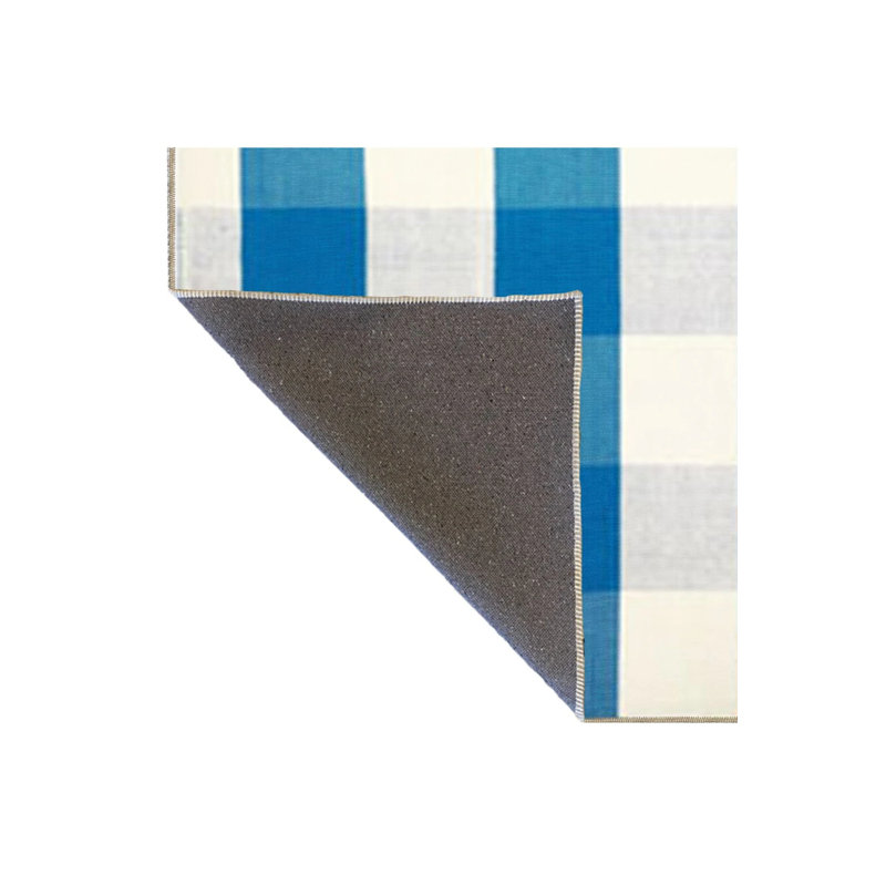 Blue Colored Geometric Patterned Decorative Carpet, Rectangle 4'8" x 6'7"