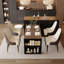 Îlot de cuisine 64,3 "à 114" avec plateau en bois, bar à vin, 3 armoires de rangement et tiroirs pour bar à domicile ou cuisine à aire ouverte