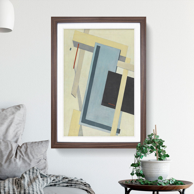 Proun 4B by El Lissitzky - Single Picture Frame Print on Wood, 36cm H x 27cm W x 2cm D, Walnut Framed