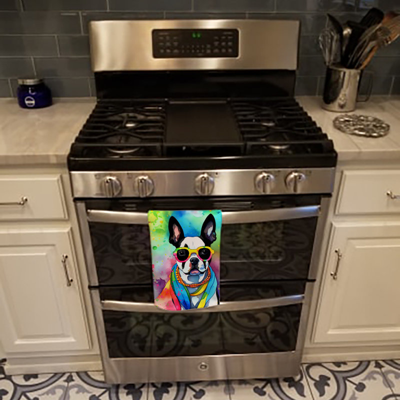 Serviette de cuisine Boston Terrier Hippie Dawg