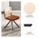 Markwart Armless Swivel Tufted Leather Task Chair with Rattan Low Back and Black Steel Frame