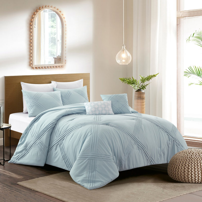 Ensemble d'édredon en duvet bleu 180 fils, Très grand lit