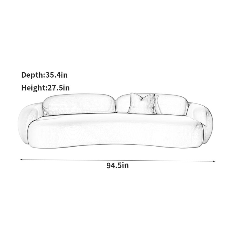 Canapé simple et créatif, 3, Blanc cassé, 27.5"H x 94.5"W x 35.4"D 