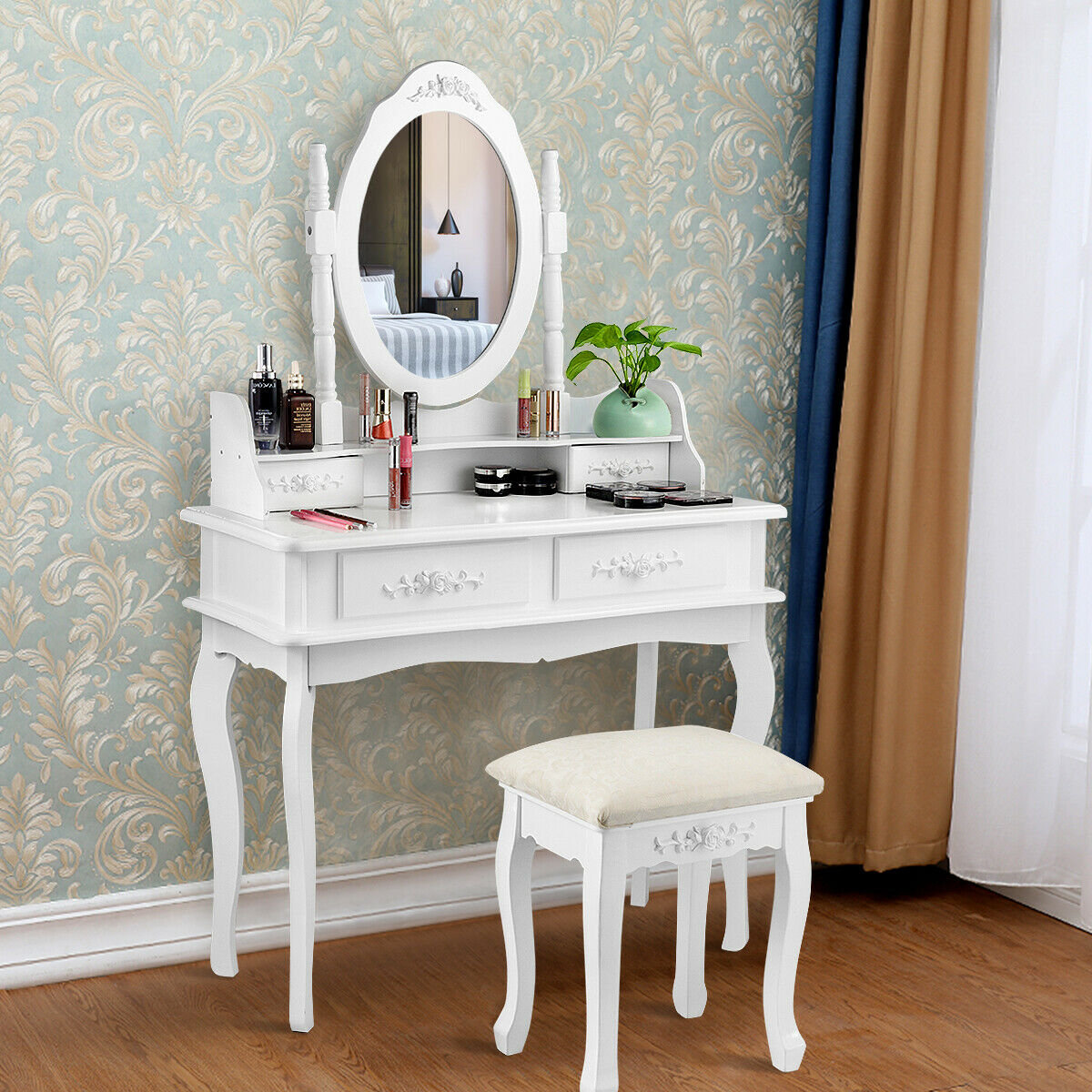 Charlton Home® Loughborough Vanity Set with Stool and Mirror - Wayfair Canada