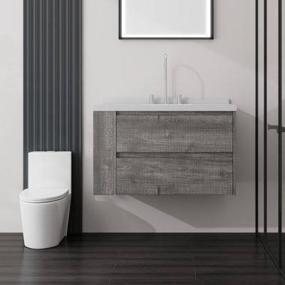 Meuble-lavabo flottant 30 po avec lavabo et tiroir à fermeture en douceur