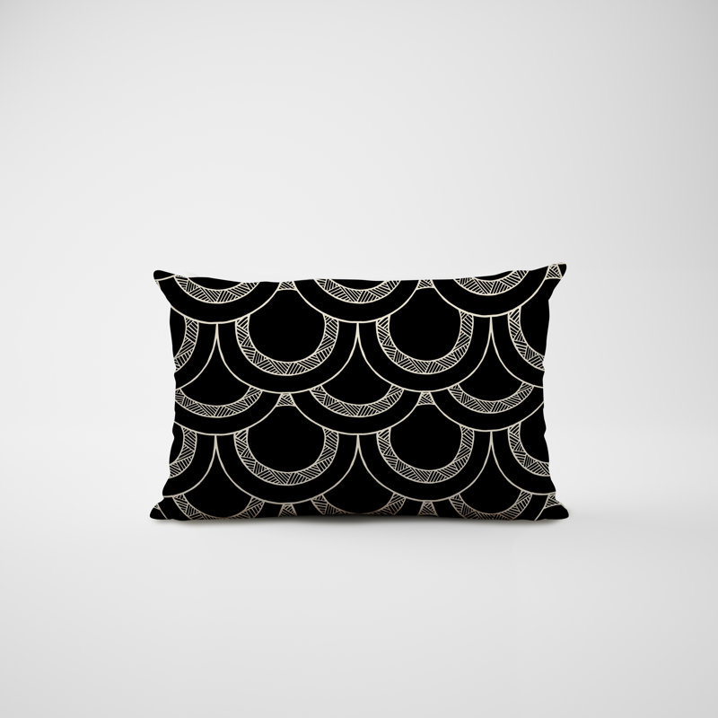 Housse et insert de coussin rectangulaire en polyester pour l'intérieur et l'extérieur, Noir