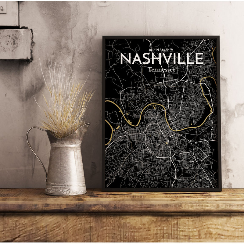 Nashville City Map - No Frame Print, 43.2cm H x 27.9cm W x 0.13cm D