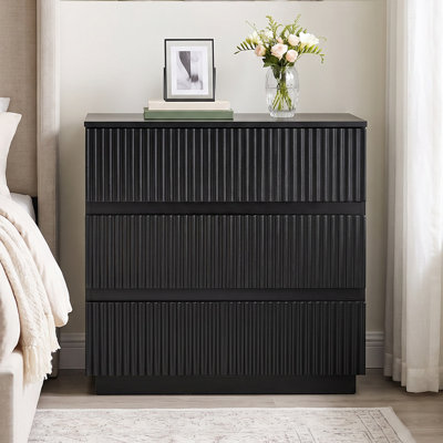 25.98" W 3 - Drawer Dresser, Black