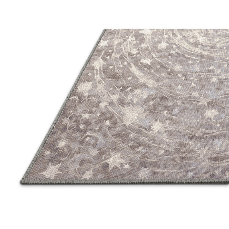 Machine Washable Gray Area Rug, Rectangle 6' x 9'