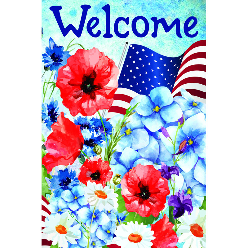 Drapeau floral d'extérieur Welcome Patriotic Americana, H 40 po x l 28 po