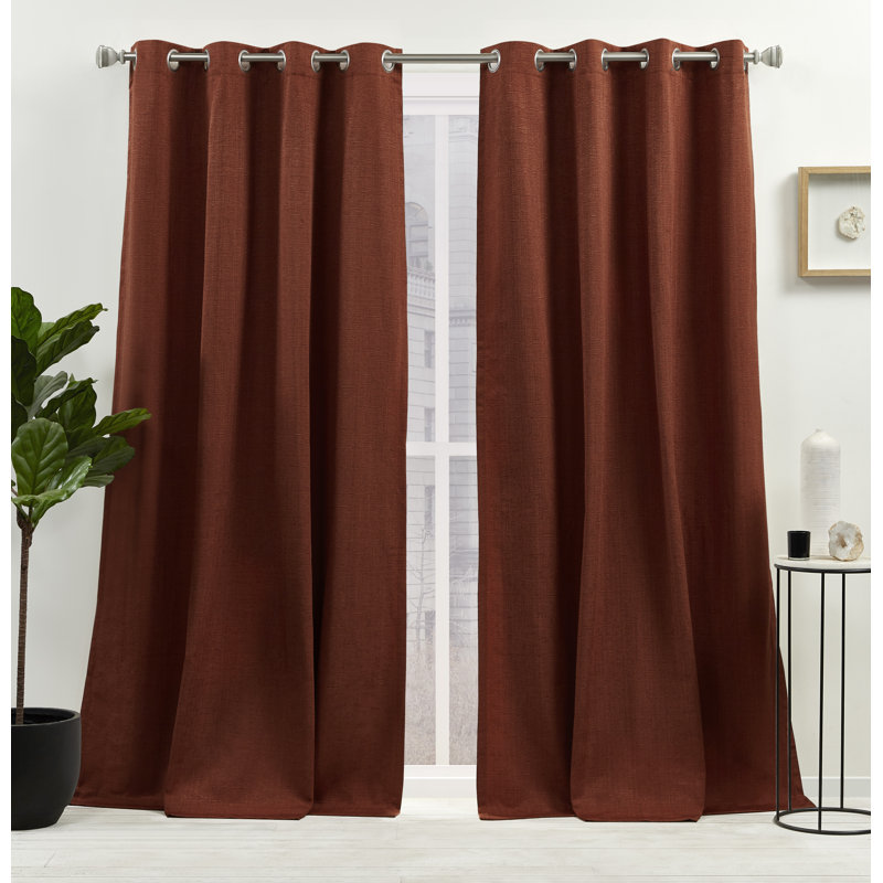 Nicole Miller New York Sawyer Cotton Blend Grommet Top Light Filtering Curtain Panels, Red, 52" W x 84" L