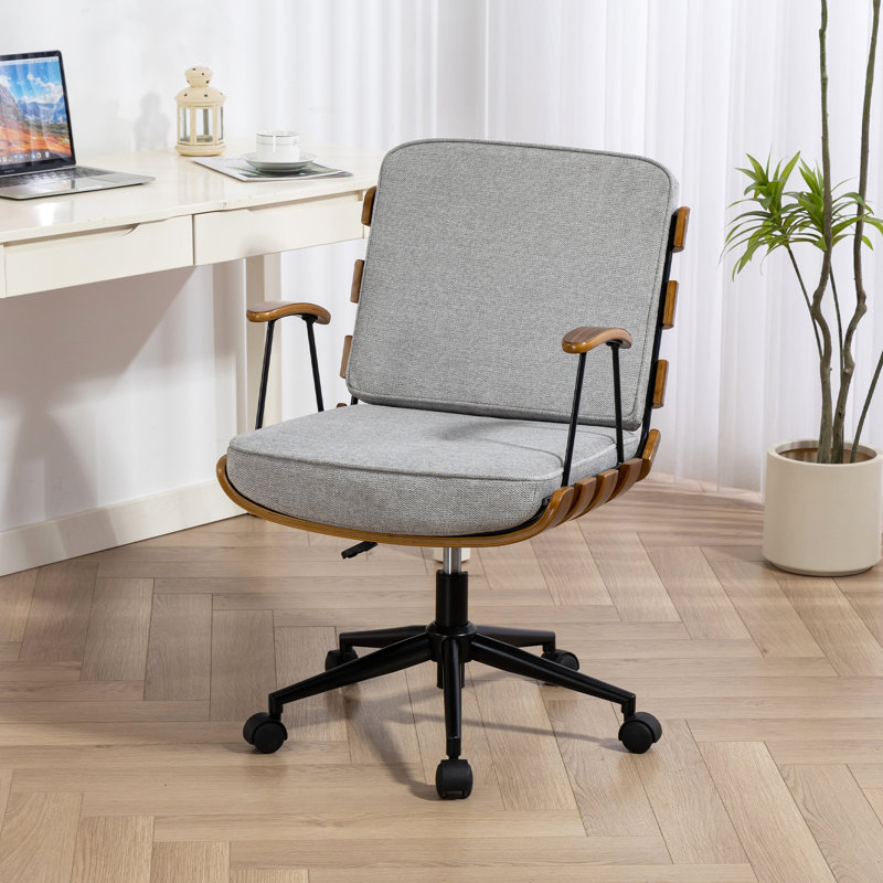 Swivel Office Chair, Adjustable Height Task Chair with Upholstered, Gray