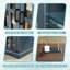  Table de bout carrée l 24 po avec station de charge et porte en verre de grange, tablette de rangement réglable (couleur bleu foncé) Keyaun-1023910507