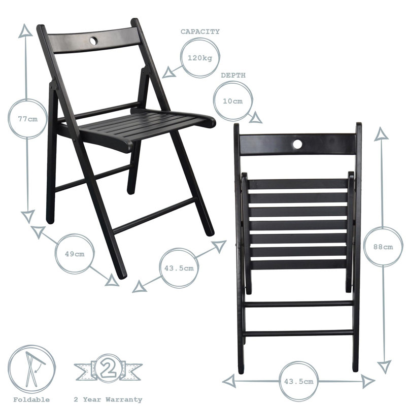 Plastic / Resin Padded Stackable Folding Chair Folding Chair Set, Black