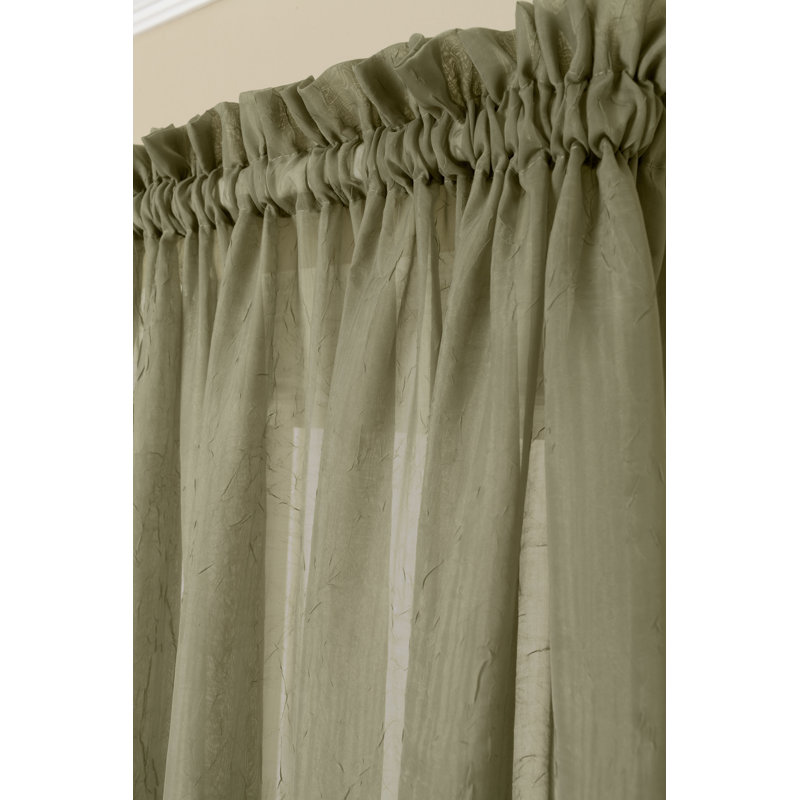Crotzer 100% Polyester Sheer Voile Solid Color Curtain Panel with Grommet Top, Basil, 52" W x 108" L