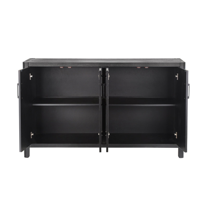 Armoire à 4 portes de style maison de campagne pour vestibule ou petits espaces, Noir
