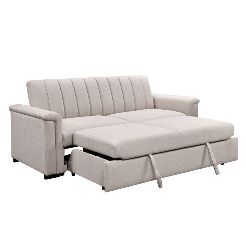 Charlotte 3 Seater Fabric Sofa Bed, Beige