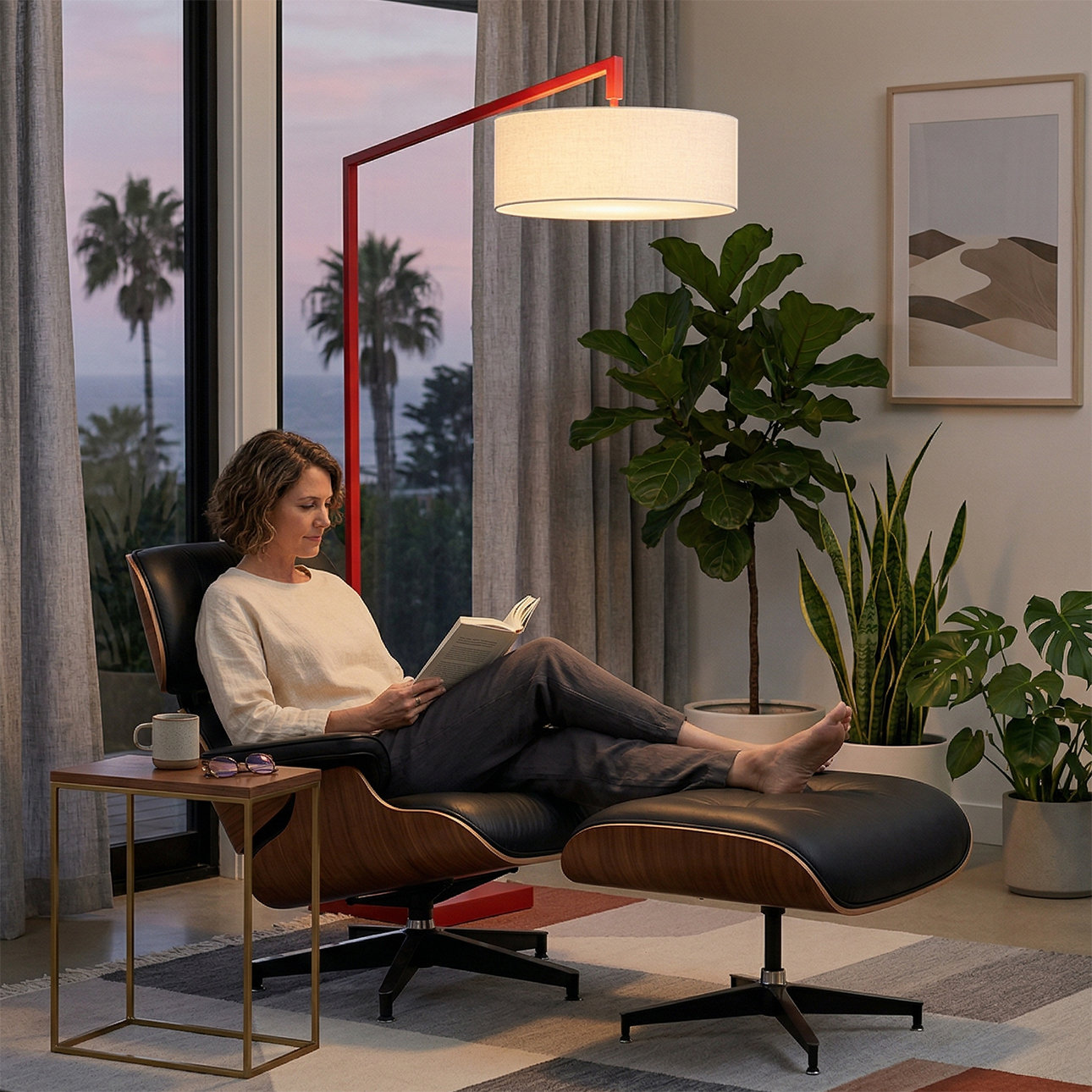 Stretch 75" Linen Floor Lamp, 75''